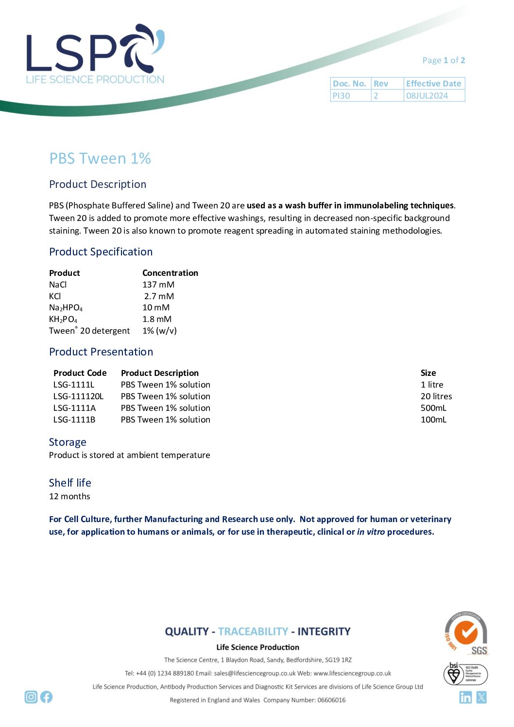 Read more about the article PBS-Tween – LSG-1111